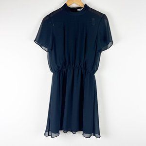BCBG Generation Sheer Mock Neck Dress S